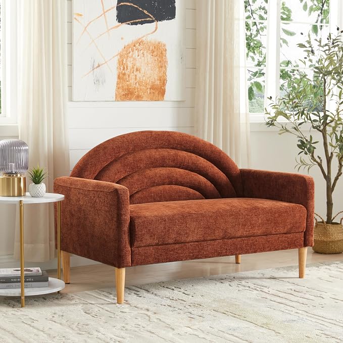 49" Small Loveseat Sofa for Small Spaces, Mid Century Modern Sofa, Linen by QNZK