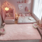 Pink Fluffy Plush Area Rug 5x8, Kids Shag Rugs - Image 9