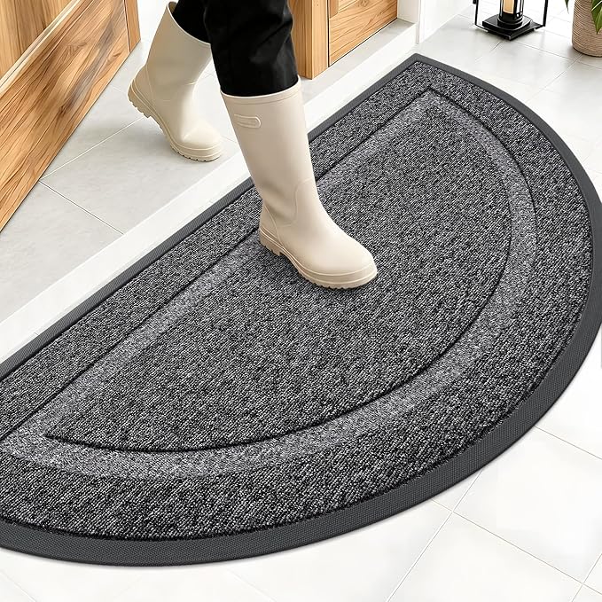 OLANLY Half Circle Front Door Mat Outside 47x23 All-Season Rubber Doormat | by OLANLY