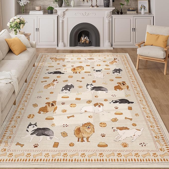 DUKINO 5x7 Area Rugs, Washable Dog Rug by DUKINO