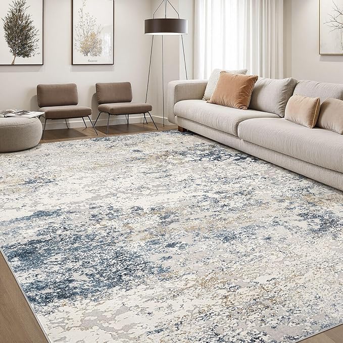 DMOYEST Area Rug Living Room Rugs 6x9 Washable Abstract Beige Blue Carpet | by DMOYEST