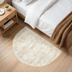 Soalmost Washable Half Circle Round Rug 2x3 Beige Small Half Moon Rug Entry | - Image 2