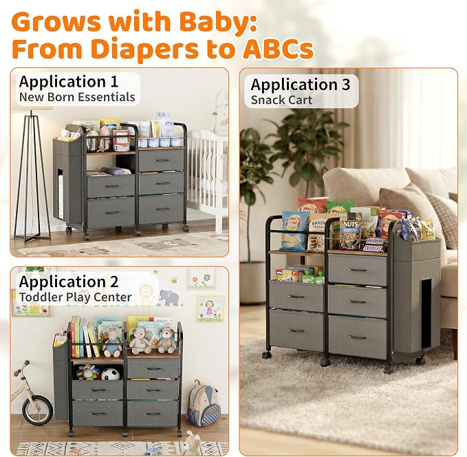 Baby Diaper Caddy Organizer Cart - Image 8