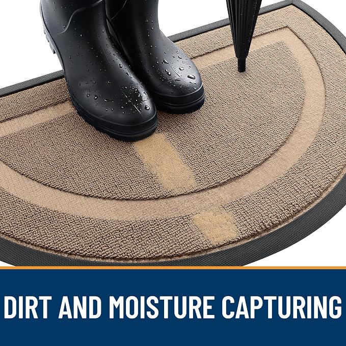 OLANLY Half Circle Front Door Mat Outside 35x23 All-Season Rubber Doormat | - Image 4