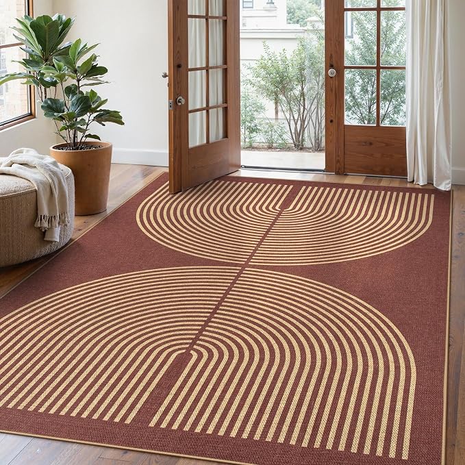 Lahome Modern Rainbow Easy Jute Outdoor Rug 5x7 by Lahome