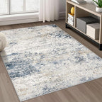 DMOYEST Area Rug Living Room Rugs 4x6 Washable Abstract Beige Blue Carpet | - Image 6