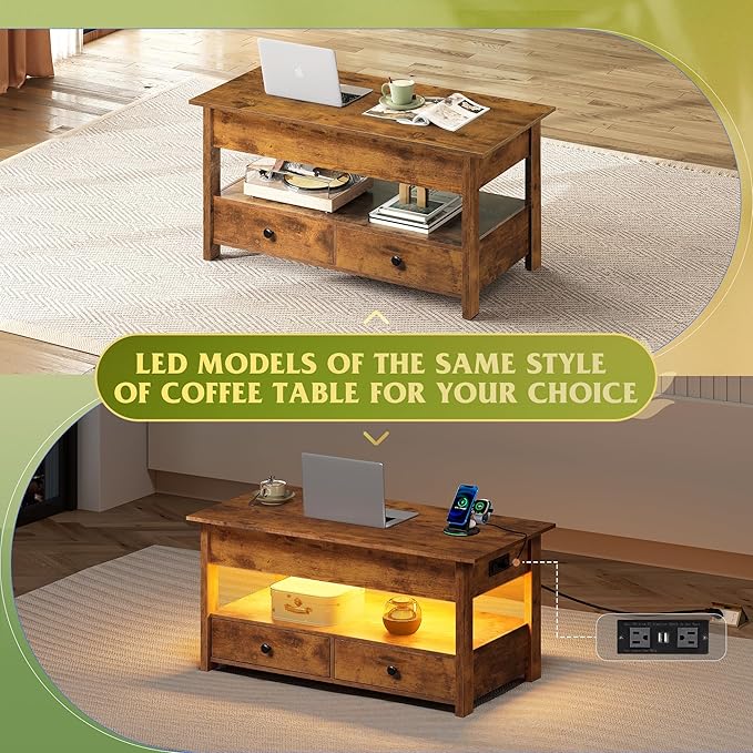 WLIVE Coffee Table, Lift Top Coffee Table - Image 6