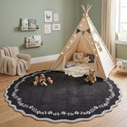 GarveeHome Round Rugs 6ft Scalloped Washable Circle Rug - Image 2