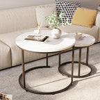 aboxoo Round Nesting Coffee Table Side Table Set of 2 End Tables - Image 2
