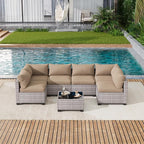 LOUVIXA 7 Piece Outdoor Patio Furniture Set, Outdoor Sectional Sofa, Wicker - Image 8
