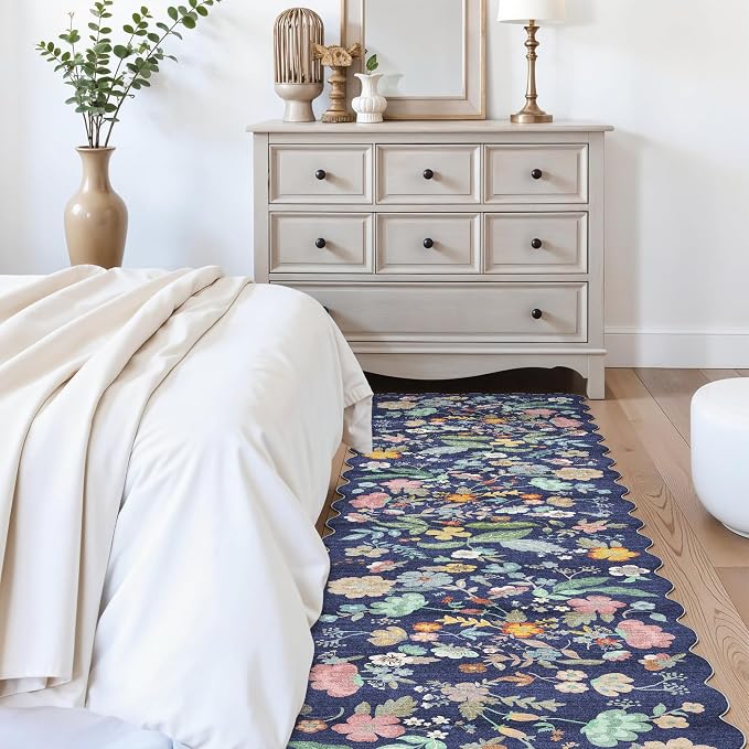 Washable 2'6x12 Hallway Runner Rug: Entryway Non Slip Floral Rug Farmhouse Soft - Image 5