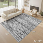 cotiled Boho 9x12 Area Rug for Living Room: Large Moroccan Washable Rug | Solve - Image 9