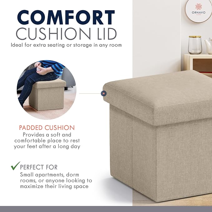 Ornavo Home Small Storage Ottoman, - Image 6