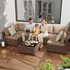 KIGOTY 7-Piece Patio Furniture Set, All-Weather PE Rattan Outdoor Sectional Sofa - Image 8