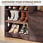 Shoe Cabinet with Bench, U-Shaped Shoe Storage Bench, Tall Shoes Cabinet with - Image 4