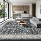 Grey Area Rug 9x12 for Living Room Bedroom | Low Pile;Machine Washable; Soft; - Image 8
