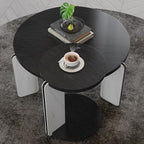 GDFStudio Round Nesting Coffee Table Set of 2, Modern Wooden Accent Side Table - Image 4