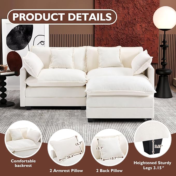 Ihanherry 77" L Shaped Modern Sofa Modular Sectional Cloud Couch - Image 4
