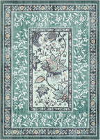 GarveeHome Teal 2x6 Washable Kitchen Runner Rugs Non Slip Provence Botanical - Image 9