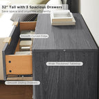 T4TREAM Fluted 3 Drawers Nightstand, Oversized Extra Large Modern Side Table - Image 5