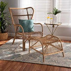 bali & pari Lamaria Natural Rattan Chair and Footstool, 2-Piece Set - Image 7