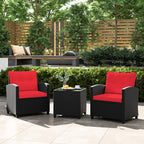 Tangkula 3 Pieces Patio Furniture Set, Rattan Conversation Set w/Soft Seat & - Image 2