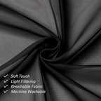 Black Sheer Curtains 45 Inch Long 2 Panels, Short Voile Drapes - Image 3