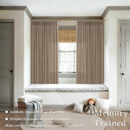 Light Brown Linen Pleated Light Filtering Country Curtains 45 Inch Length | - Image 6