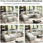 107" Cloud Couch Sectional, U Shaped Modular Sectional Sofa, 4-Seat Deep Seat - Image 5