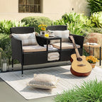 Devoko Outdoor Patio Loveseat Modern Rattan 2-Seat Patio Conversation Set - Image 6