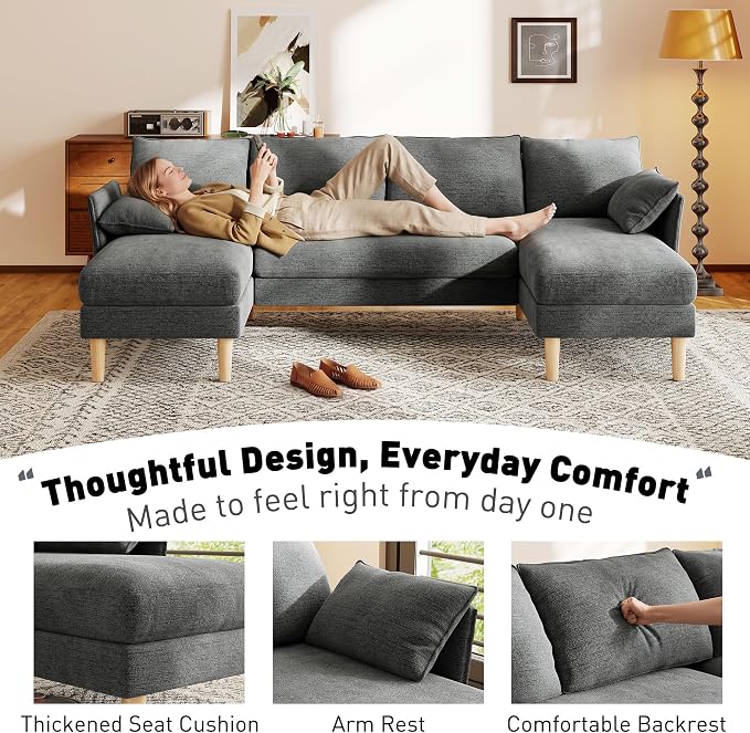 WorthFurni Sectional Couches for Living Room, U Shaped Modular Sectional Sofa - Image 4