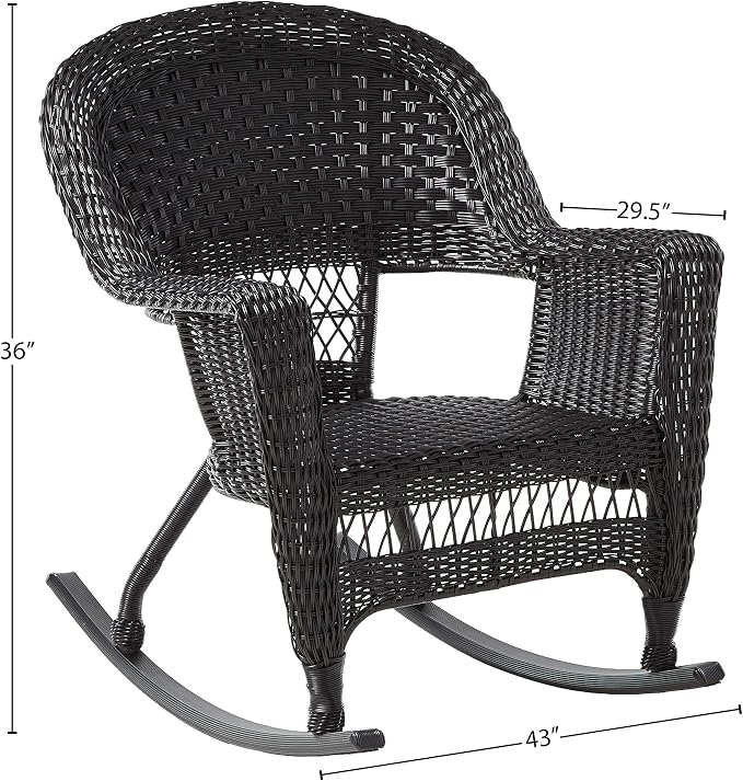 Jeco 3 Piece Rocker Wicker Chair Set - Image 3