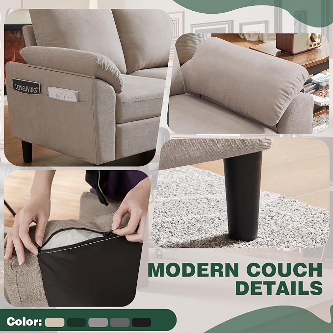 79" Convertible Sectional Sofa Set, Modern Linen Small L Shaped Couch - Image 5