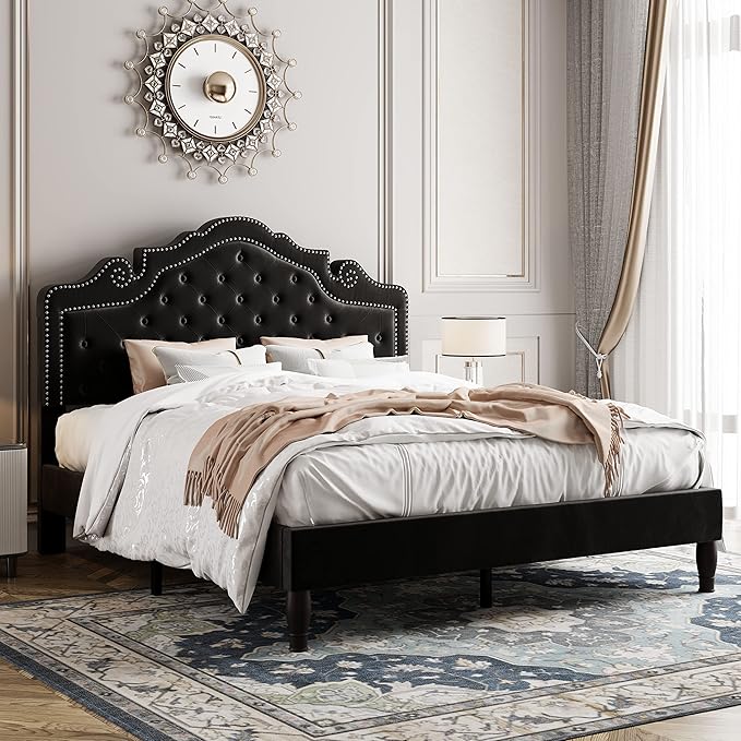 Allewie Queen Velvet Bed Frame by Allewie