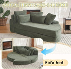 78.5" Corduroy Boneless Round Oversized Sofa, Converts into Two Recliners - Image 4
