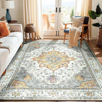 RELEANY Washable Area Rug, Water Repellent, Pet Friendly, Vintage Floral Boho - Image 9