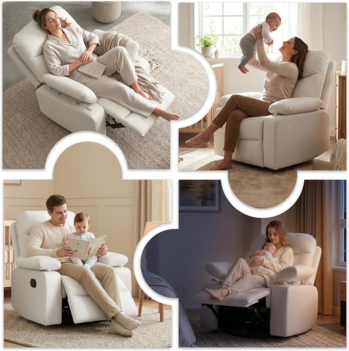 Nursery Glider Recliner with Adjustable Armrests, Oversized Comfortable Nursing - Image 9