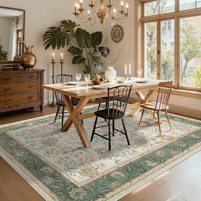 GarveeHome 9x12 Sage Green Washable Large Area Rug Living Room Non Slip | Soft - Image 7