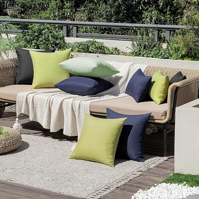 MIULEE Pack of 2 Decorative Outdoor Solid Waterproof Throw Pillow Covers Euro - Image 6