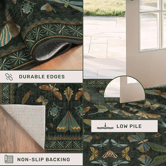 Vintage Dark Green 4ft Round Small Rug - Image 5