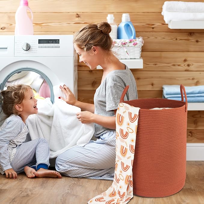 XUANGUO Cotton Rope Laundry Basket Hamper - Image 4