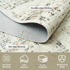 9x12 Washable Area Rug for Living Room Bedroom: Non-Slip Modern Gray White | - Image 4