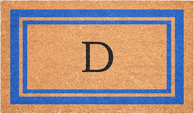 Calloway Mills 152971830D Blue Border 18" x 30" Monogram Doormat by Callowaymills