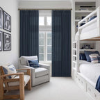 120 Inch Pinch Pleated Linen Navy Semi Sheer Curtains - Image 7