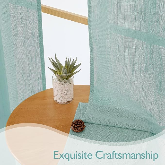 Chyhomenyc Extra Long Aqua Green Semi Sheer Curtains 120 Inches Long 2 Panels - Image 5