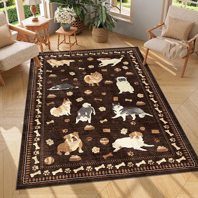 DUKINO 4x6 Area Rug, Washable Dog Rug by DUKINO