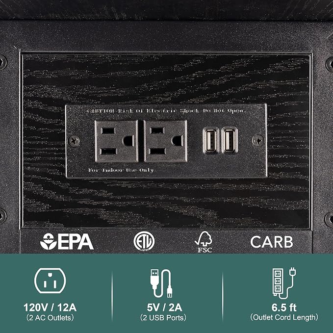 Yoobure End Table with Charging Station, Flip Top Side Table with USB Ports and - Image 7