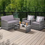 KROFEM 4-Piece Patio Furniture Set, Wicker Outdoor Rattan Sectional Sofa - Image 7