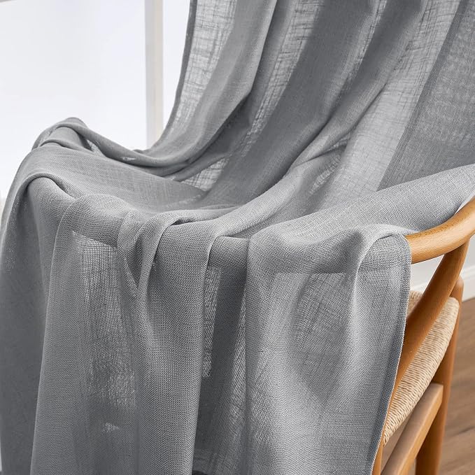 MIULEE Grey Linen Curtains 52x108 Inches Long - Image 6