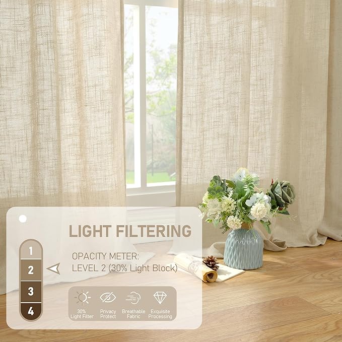 Light Filtering Linen Curtains 78 inches Long - Image 4